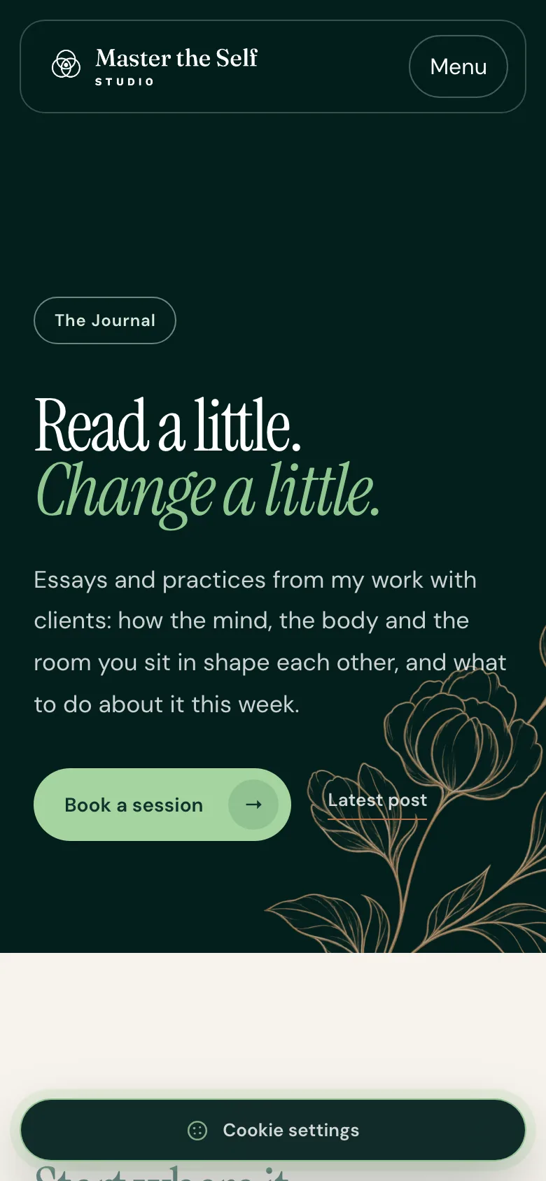 The Journal page on a phone, with the line Read a little. Change a little.