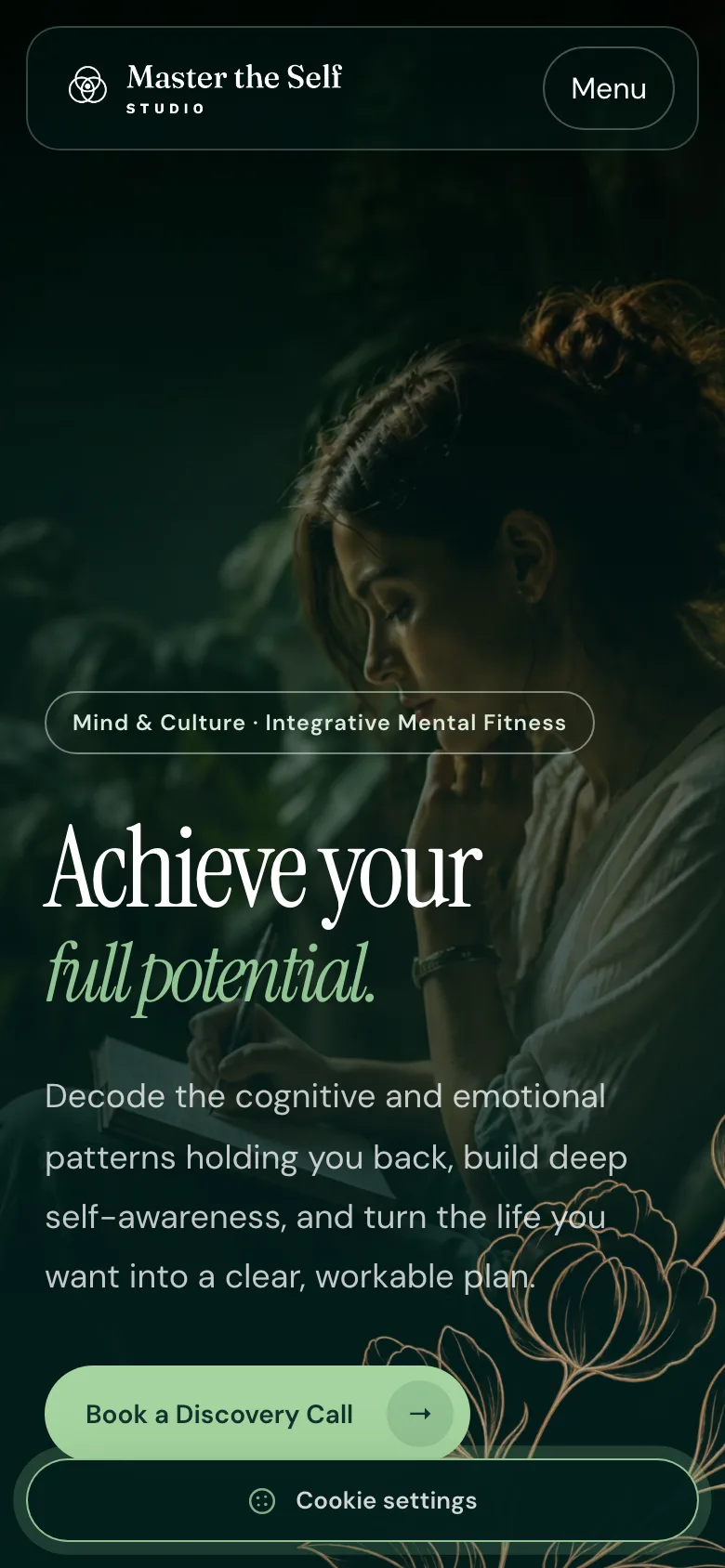 The Mind and Culture service page on a phone.